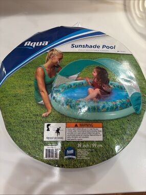 Aqua Sunshade Kids Pool - Teal and Blue Inflatable Splash Mat